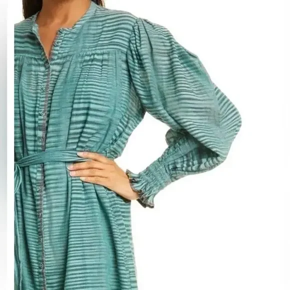 Ulla Johnson Fiora Striped Cotton-Voile Midi Dress